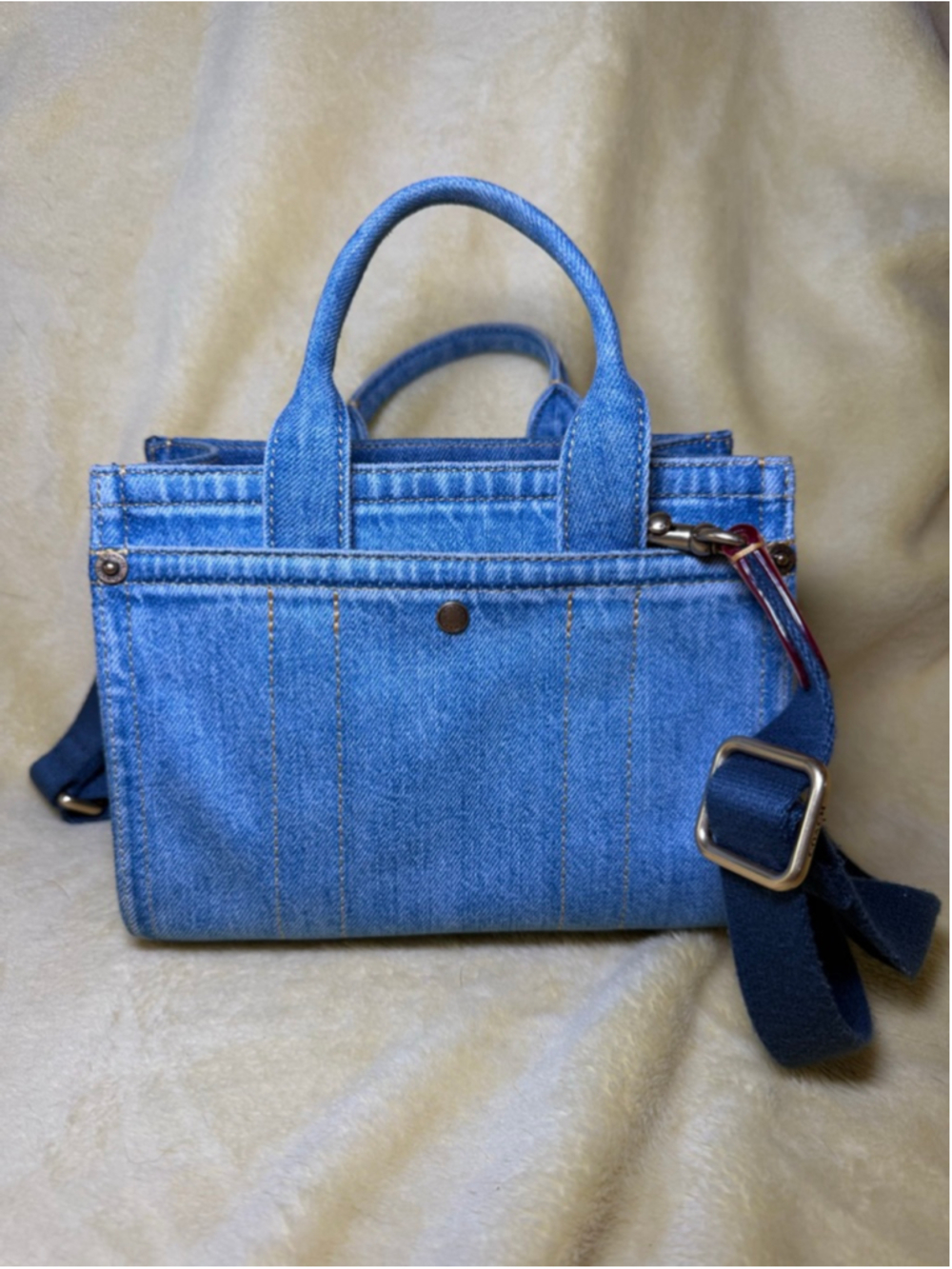 Women's Coach Denim Mini Bag One Size Blue Brown - Picture 2 of 5